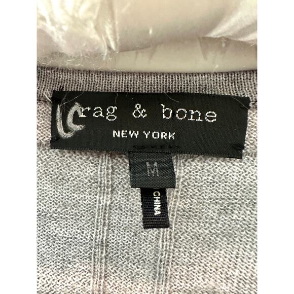 RAG & BONE | Gray Contrast Merino Wool V-Neck Sweater | Medium - Picture 5 of 7